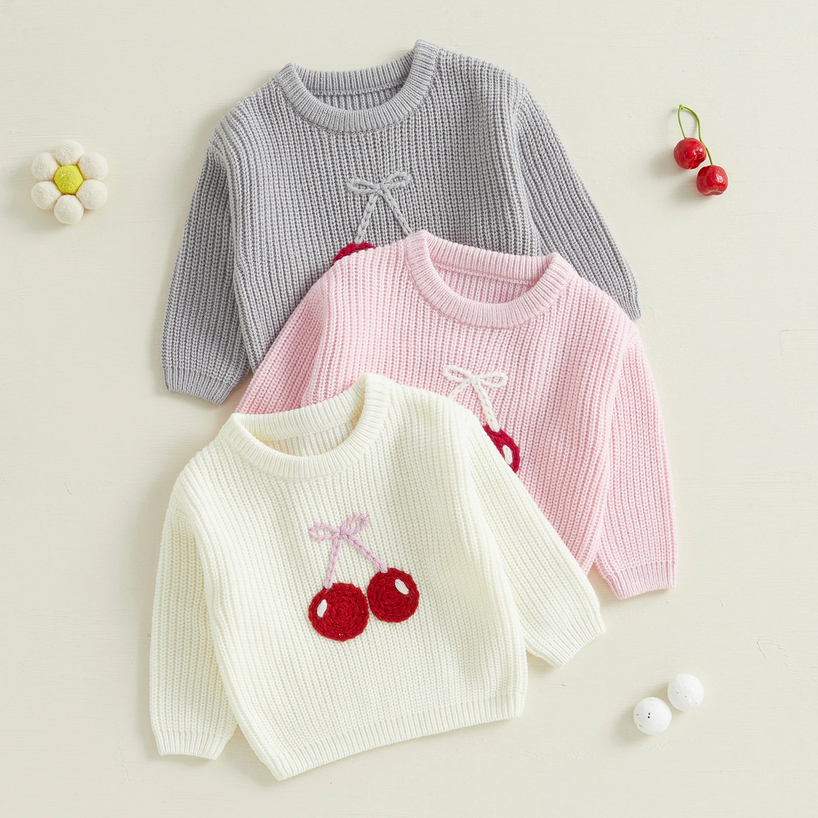 Cherry Embroidery Pullover