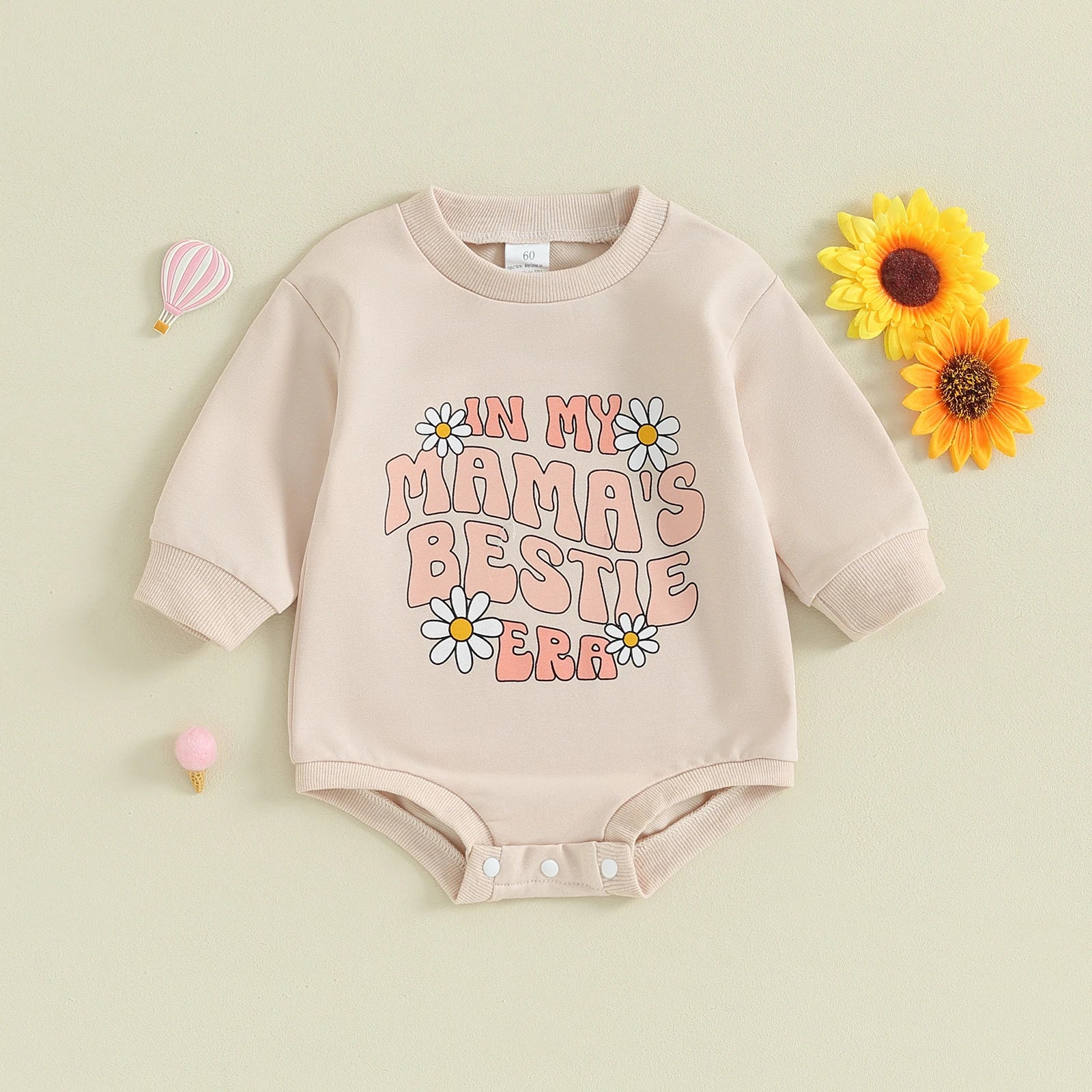 In My Mama's Bestie Era Long Sleeve Romper