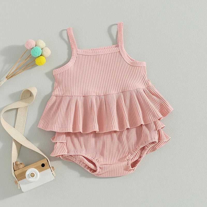 Ribbed Ruffle Peplum Set