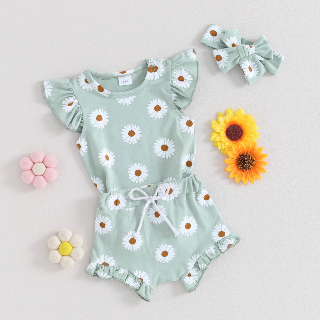 Daisy Ruffle Fly Sleeve 3 Piece Set