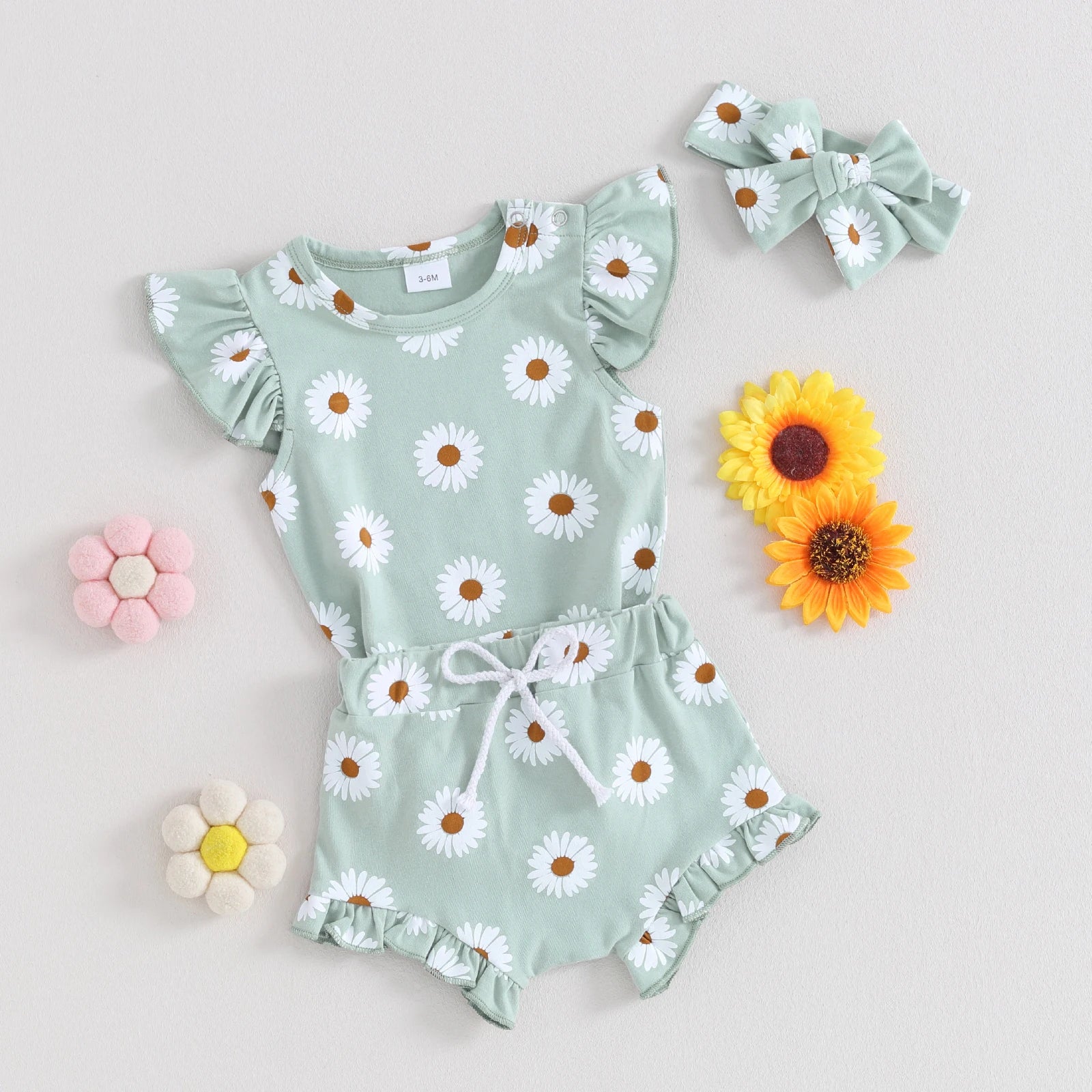 Daisy Ruffle Fly Sleeve 3 Piece Set