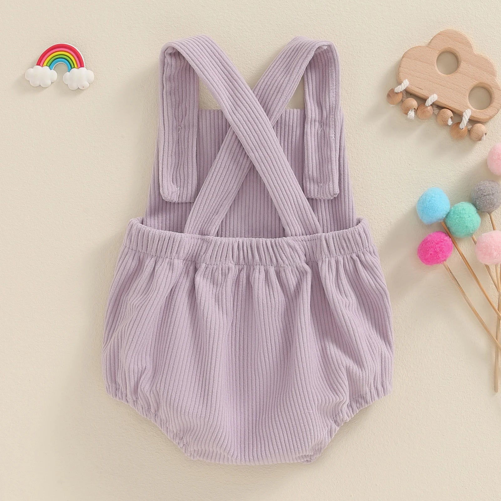 Corduroy Rainbow/Strawberry Romper