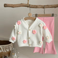 Pink Petal Knit Cardigan & Trouser Set