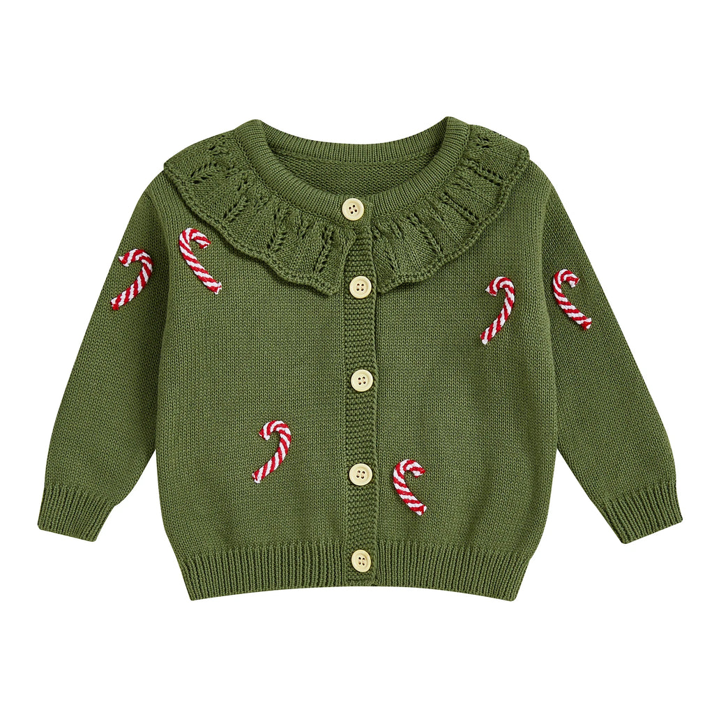 Candy Cane Embroidery Cardigan