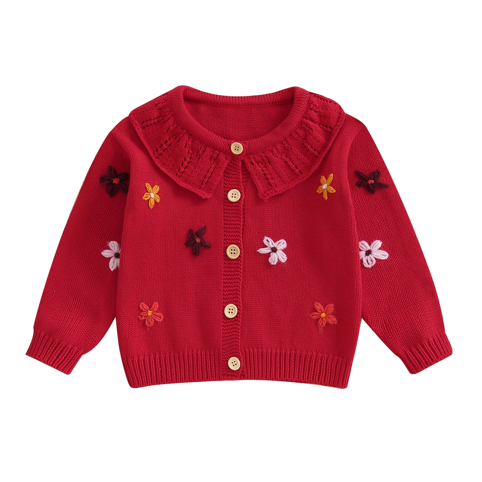 Floral Embroidered Peter Pan Collar Cardigan