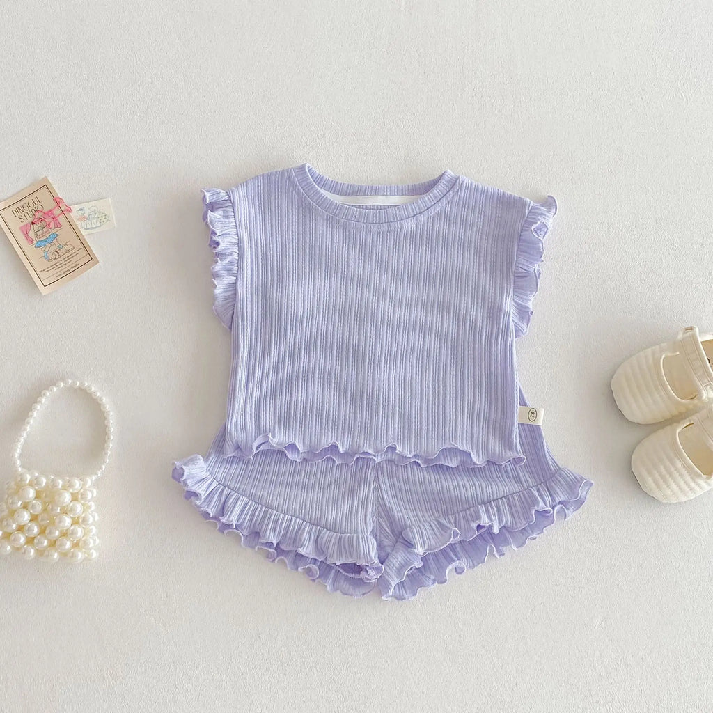 Ruffled Vest & Shorts Set