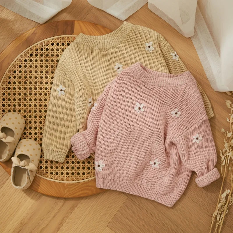 Flower Embroidery Knit Jumper