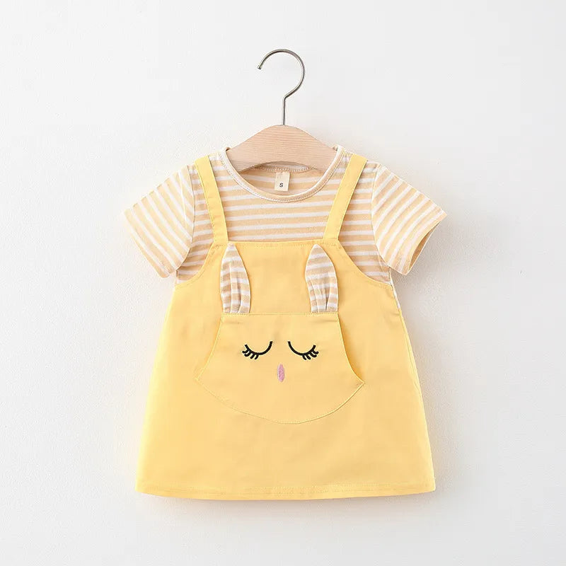 Sleepy Bunny Striped Suspender Dress