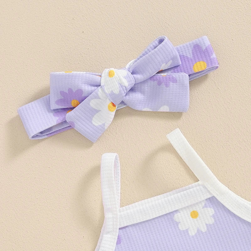 Flower Print Romper, Bloomers & Headband Set