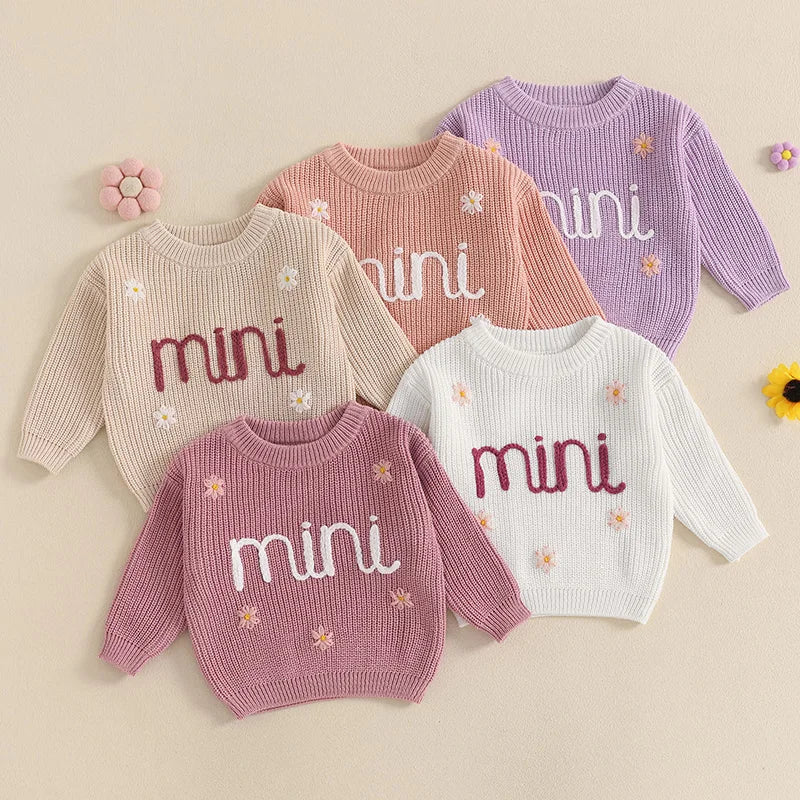 Mini Flower Embroidery Knit Pullover