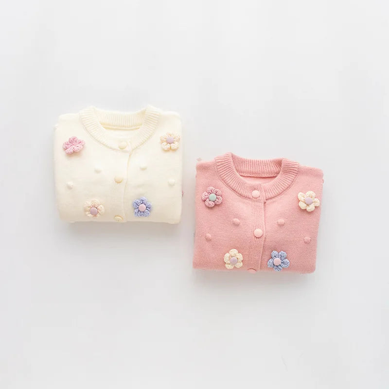 Pastel Crochet Flower Knit Cardigan