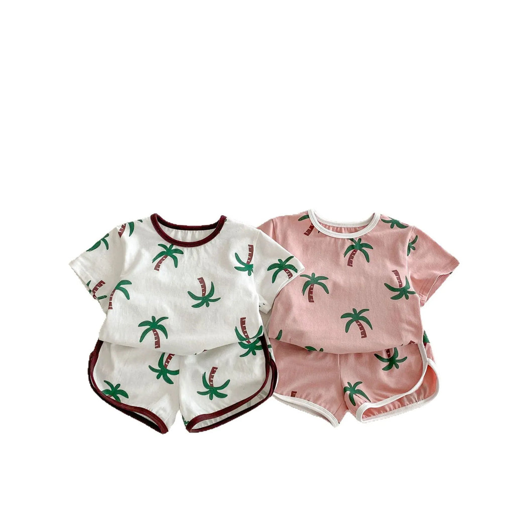 Palm Print Shorts & Tee Set