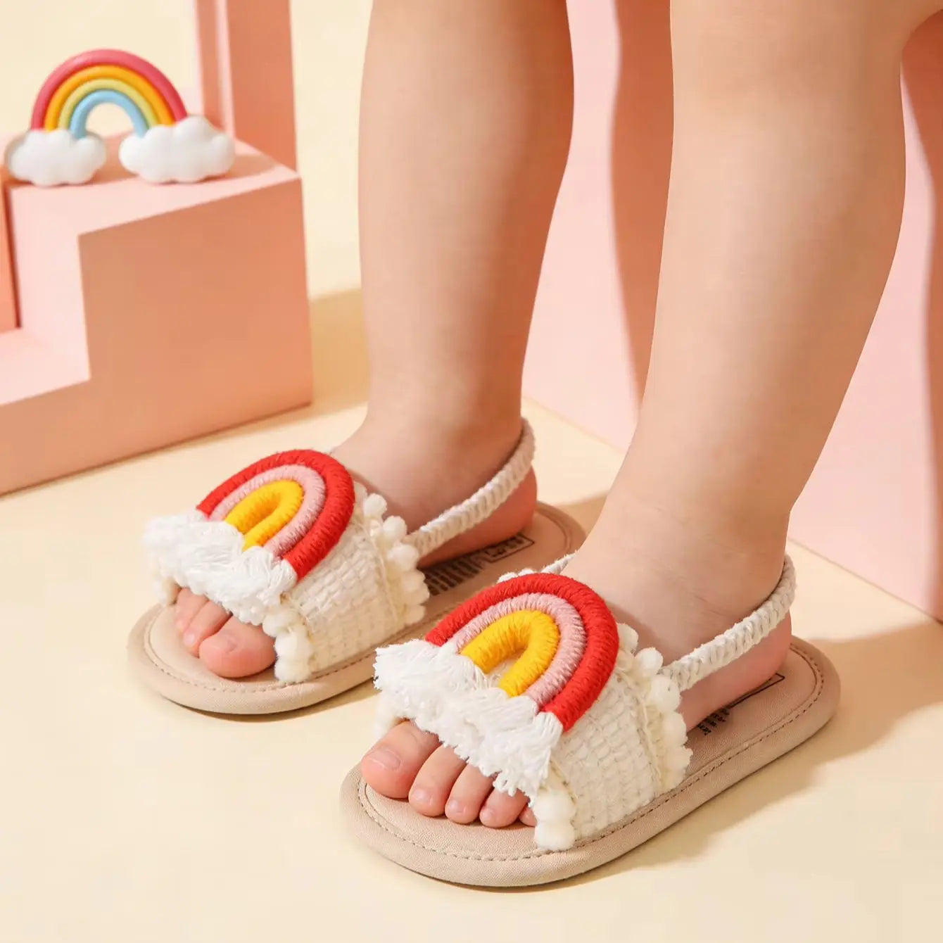 Fluffy Rainbow Sandals