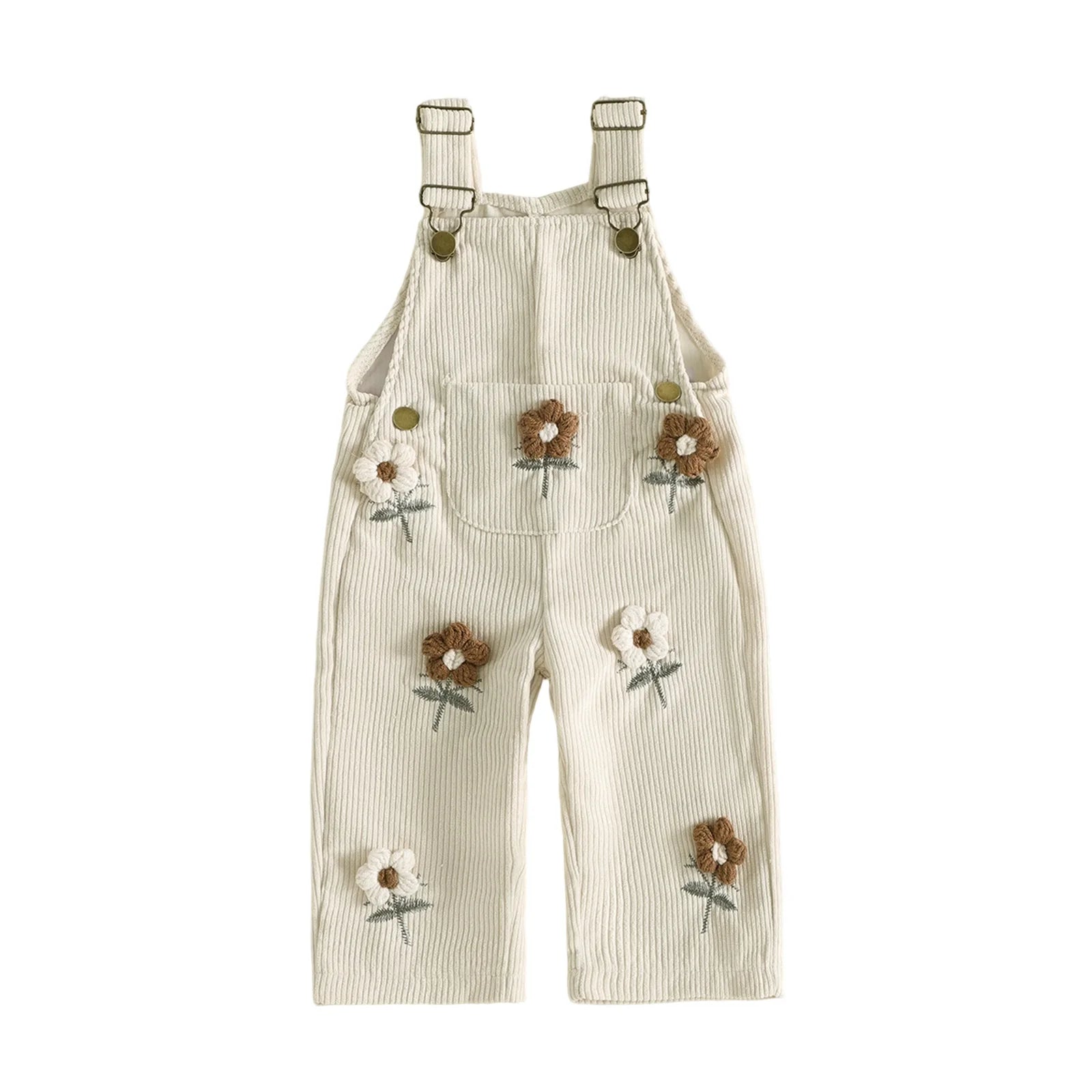 Flower Power Embroidery Corduroy Dungarees