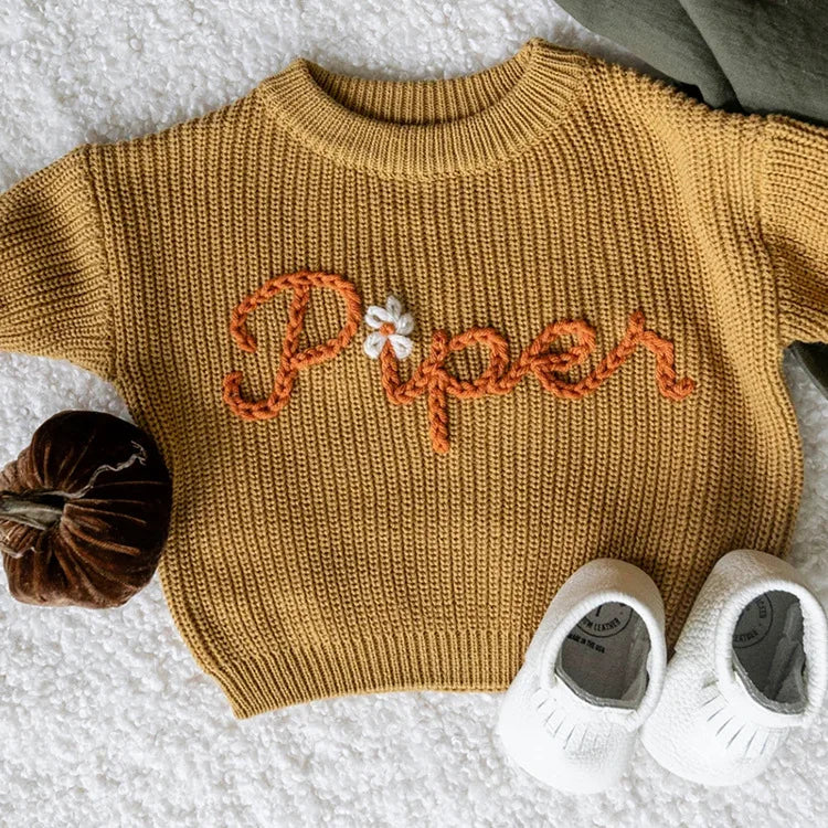 Personalised Yarn Embroidery Knit Pullover