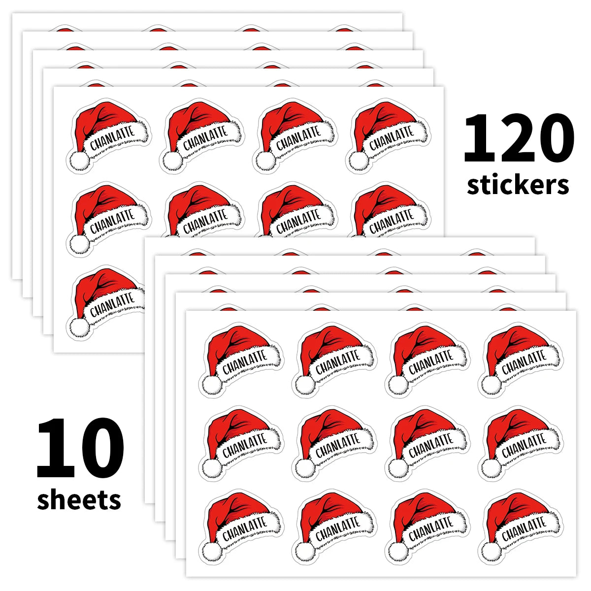 Personalised Santa Hat Stickers (120pcs)