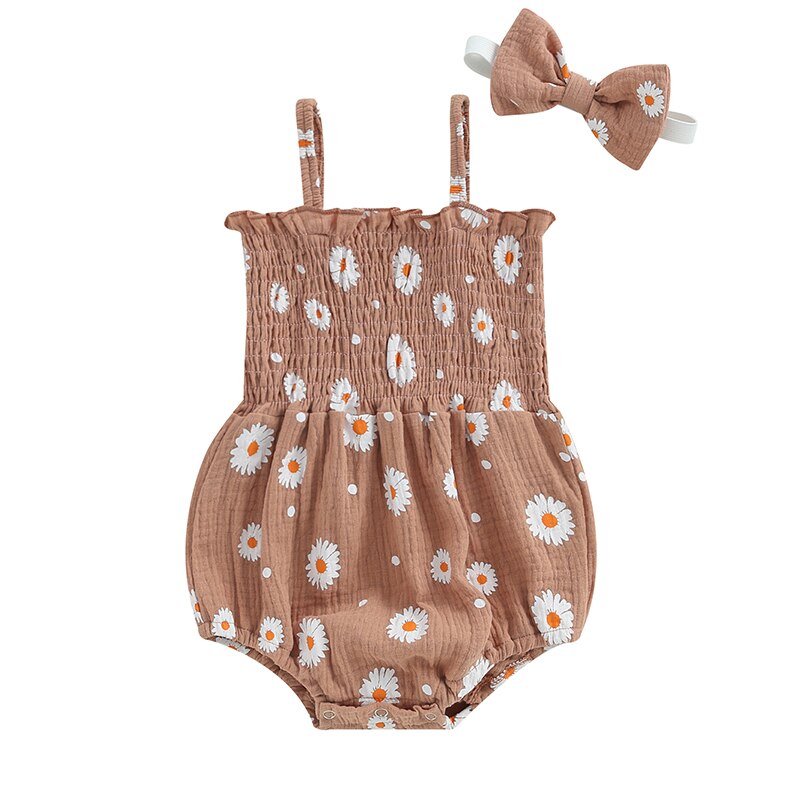 Daisy Print Bandage Romper & Headband