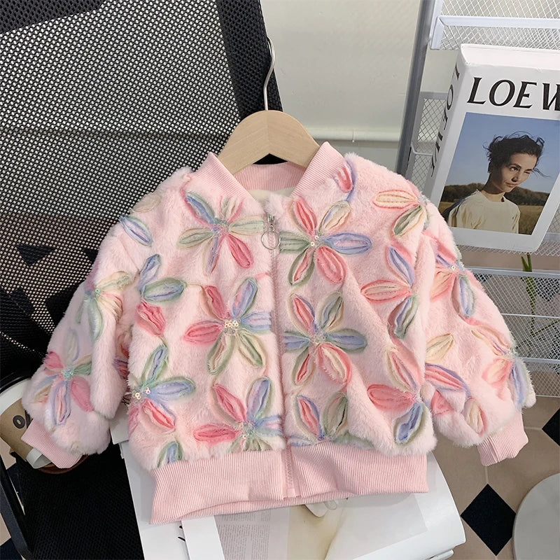 Plush Flower Sequin Jacket