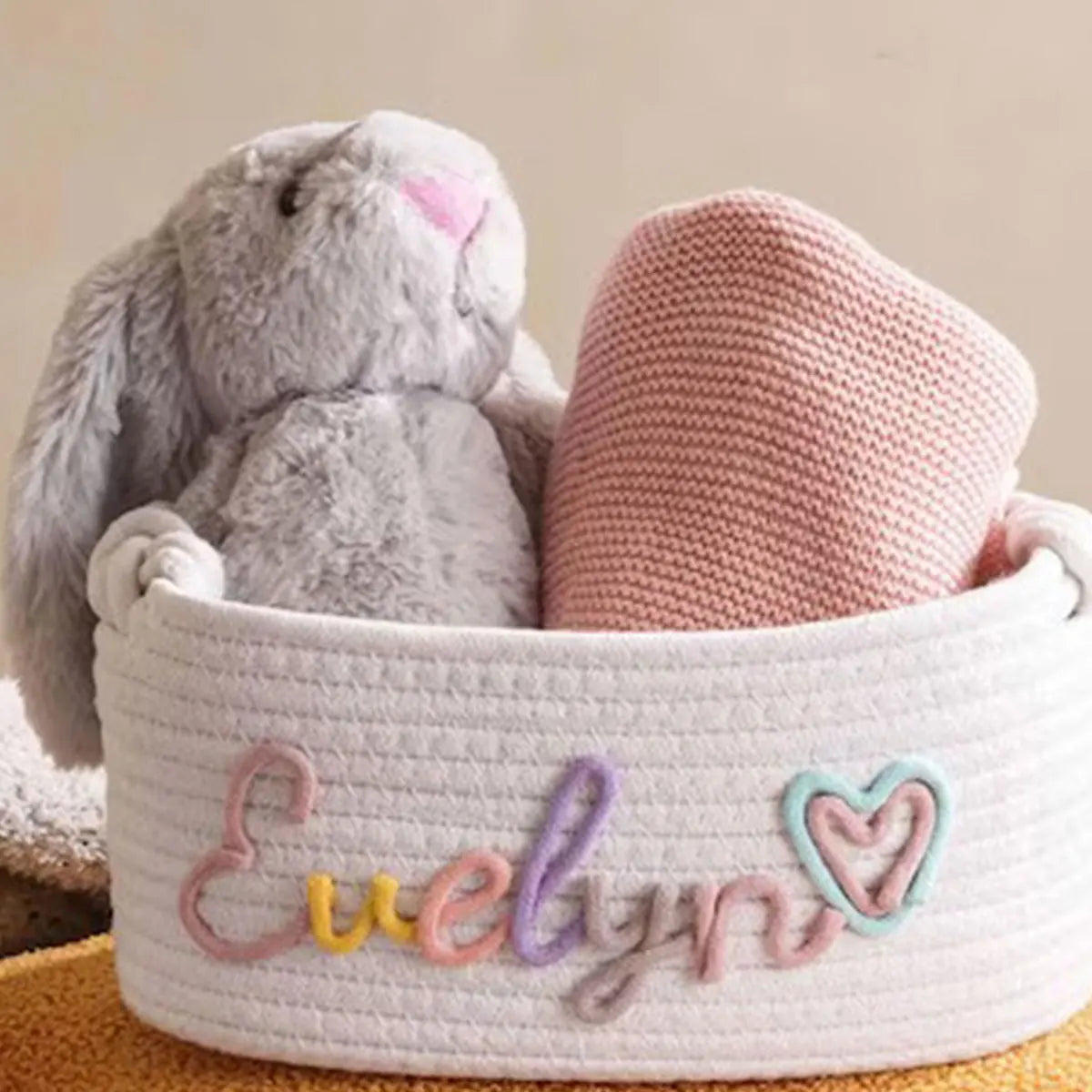 Personalised Name Cotton Rope Storage Basket