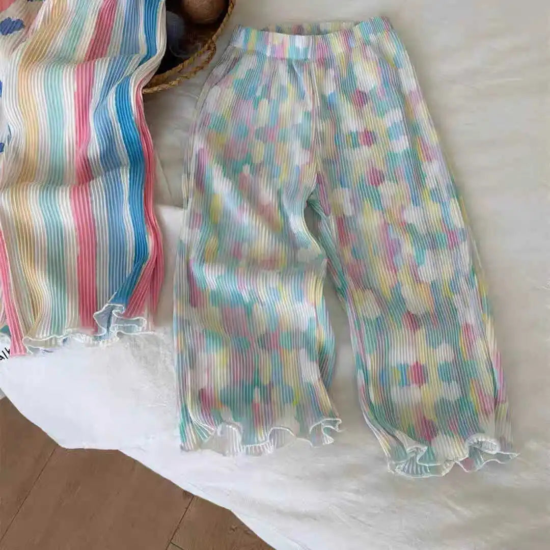 Wide Leg Patterned Trousers