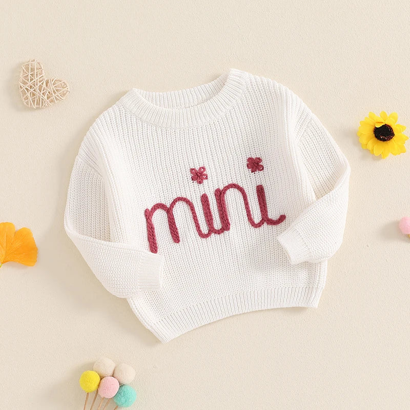 Mama and Mini Embroidered Matching Cable Knit Jumpers