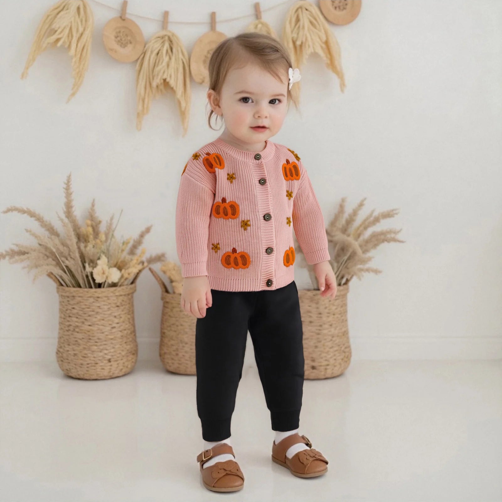 Pumpkin Embroidery Cardigan