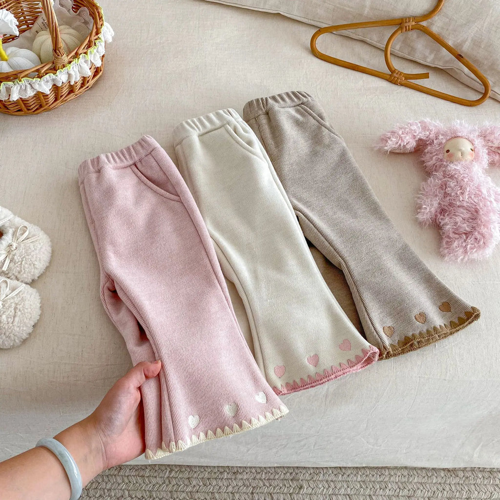 Ribbed Heart-Hem Flares