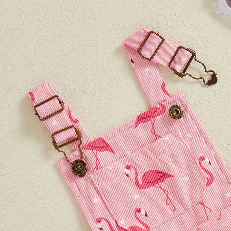 Flamingo Print Dungarees