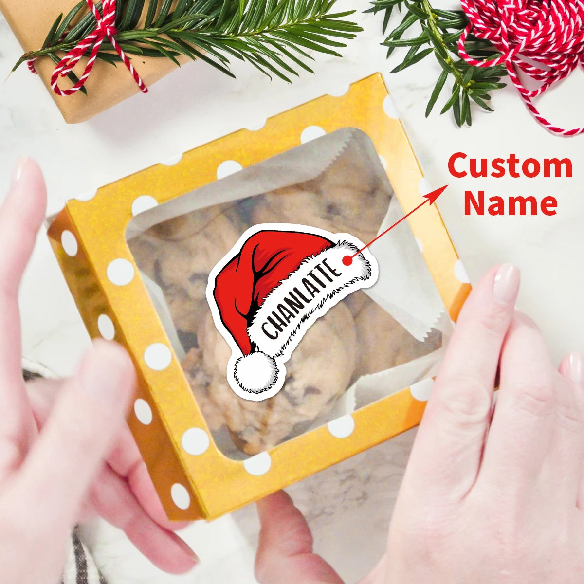 Personalised Santa Hat Stickers (120pcs)