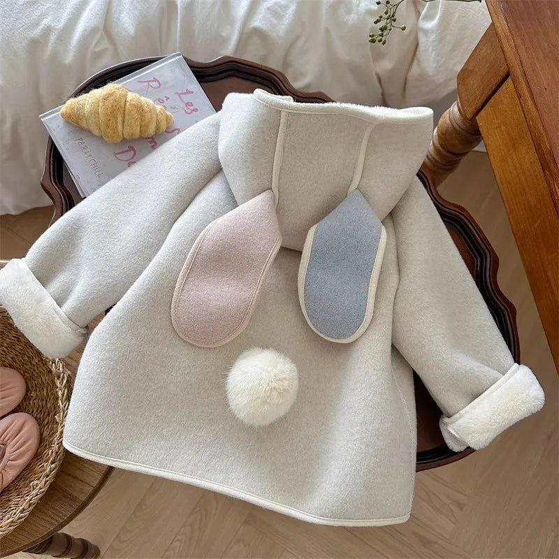 Thick Plush Pastel Bunny Ear Coat