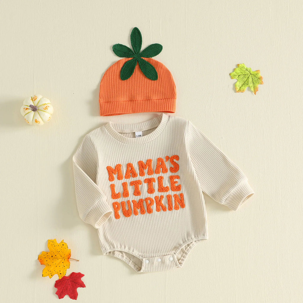Mama's Little Pumpkin Romper & Hat Set