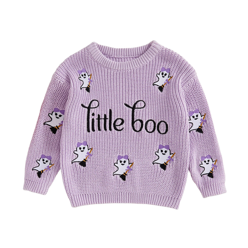 Little Boo Mini Ghost Embroidered Pullover