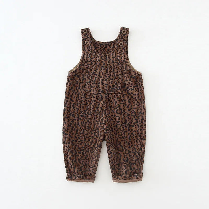 Leopard Print Corduroy Dungarees