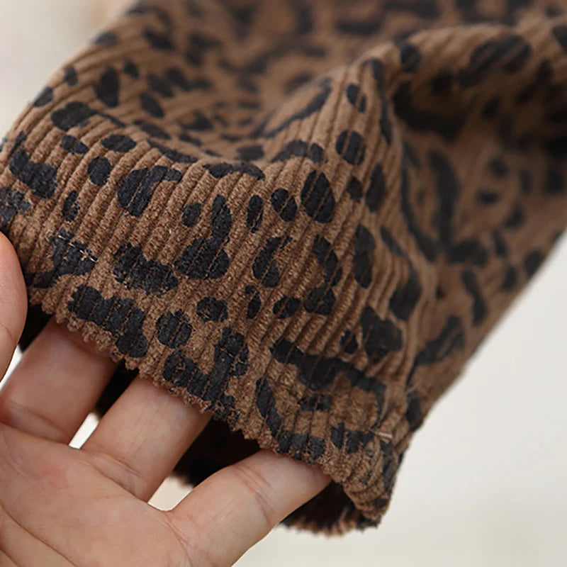 Leopard Print Corduroy Dungarees