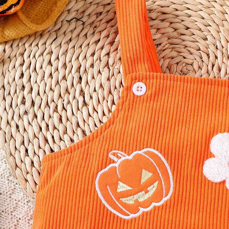 Floral Pumpkin Embroidery Romper