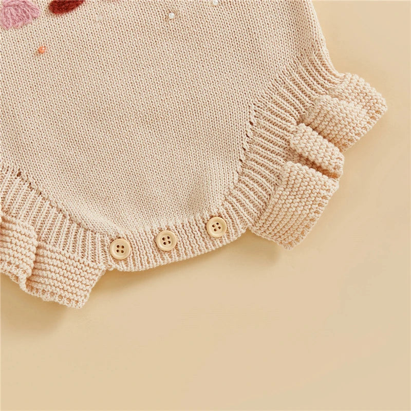 Seashell Embroidery Knit Romper