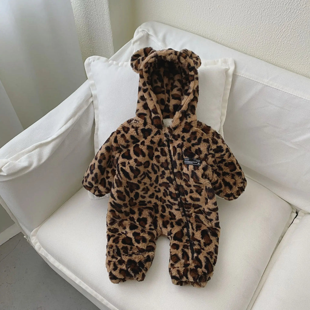 Hooded Leopard Print Jumpsuit