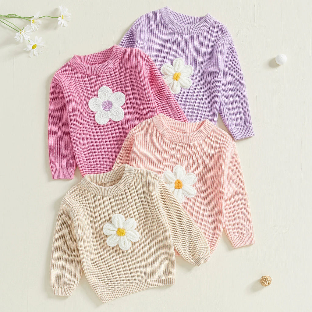 3D Flower Embroidery Pullover