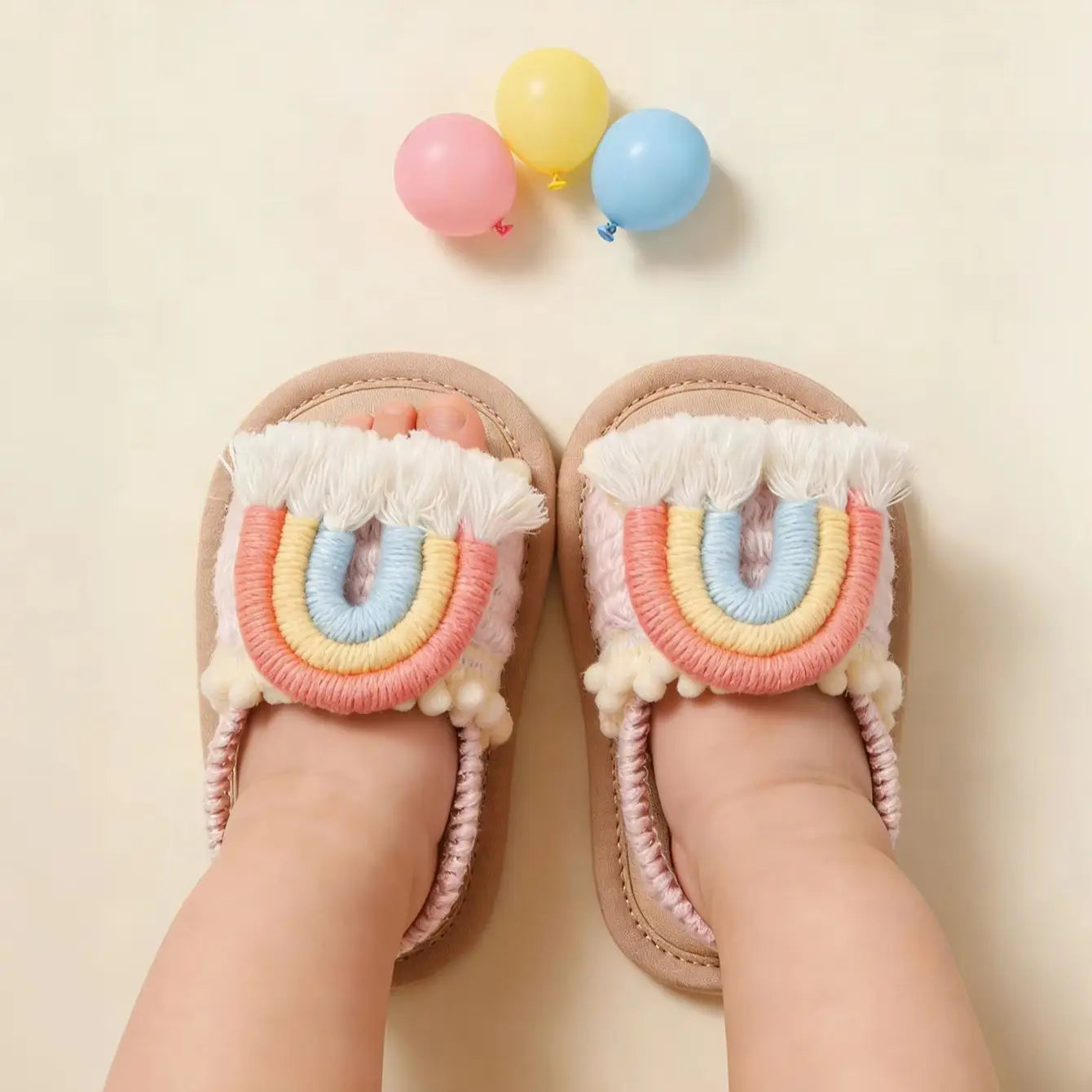 Fluffy Rainbow Sandals
