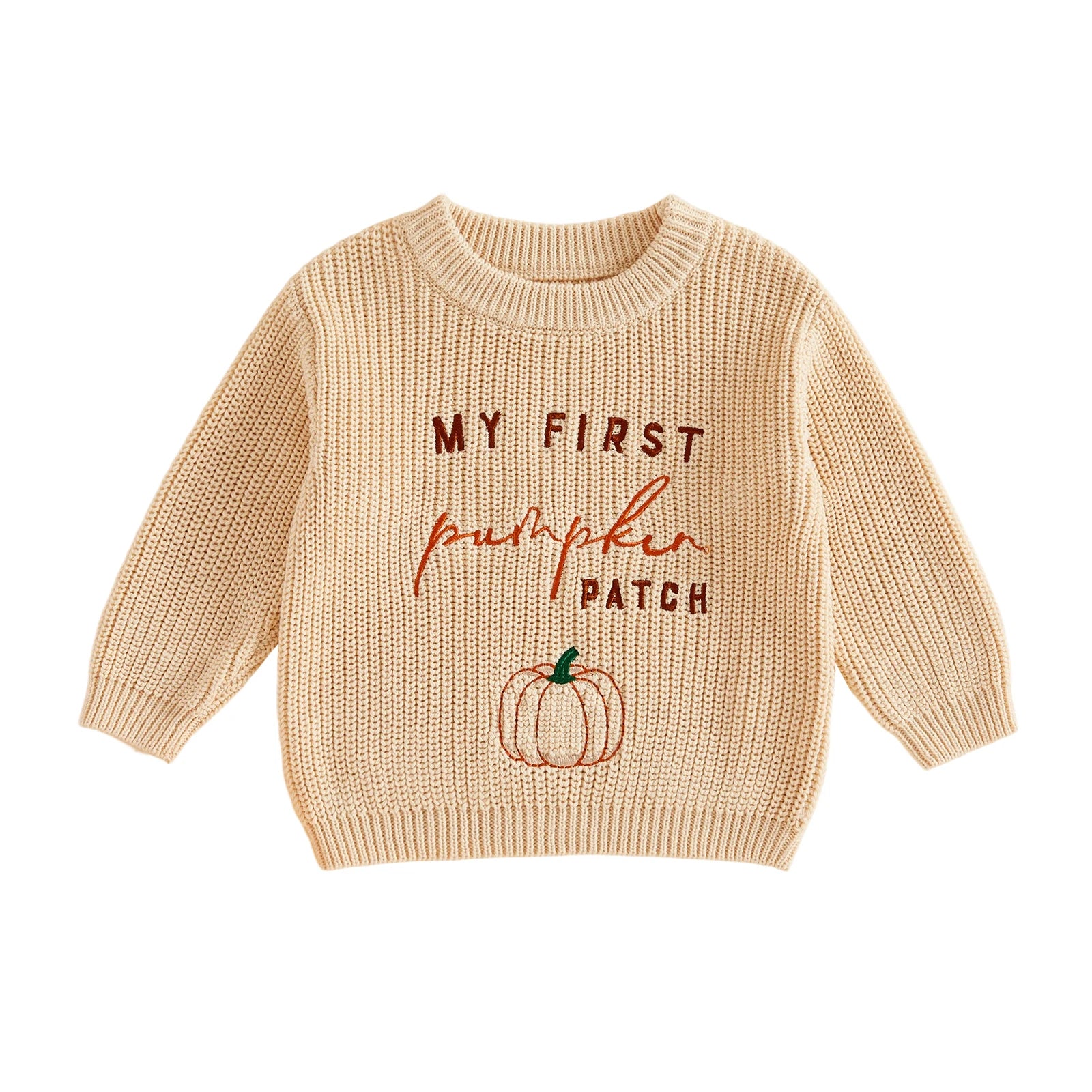 My First Pumpkin Patch Embroidery Knit Sweater