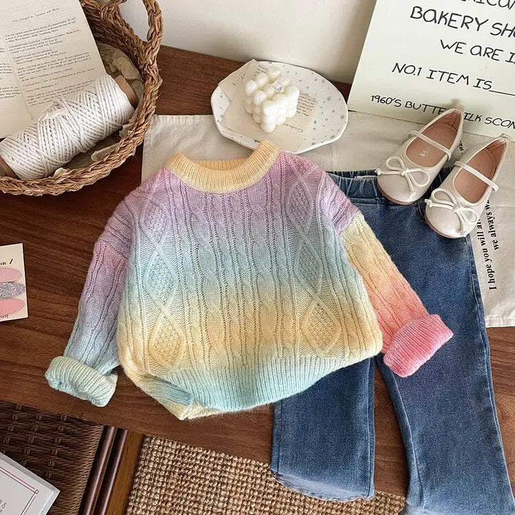 Ombre Rainbow Knit Pullover/Cardigan