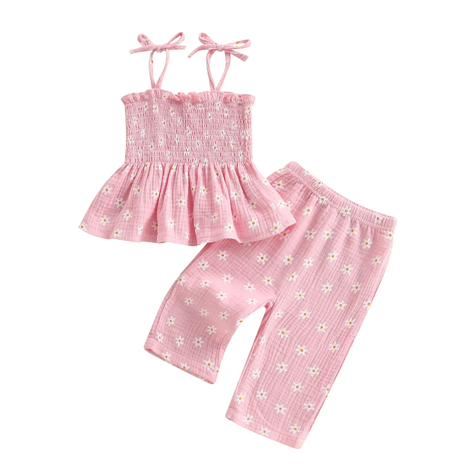 Daisy Print Tie-up Camisole & Trousers Set