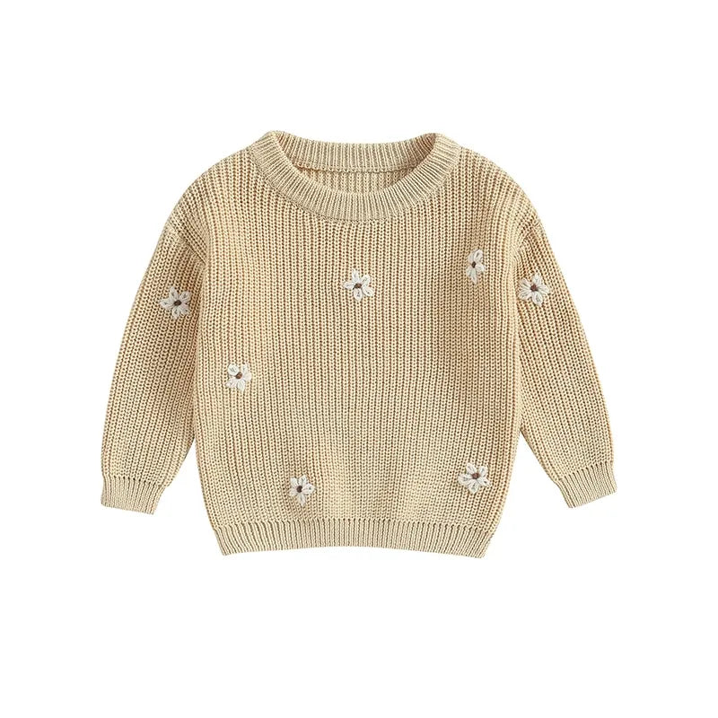 Flower Embroidery Knit Jumper