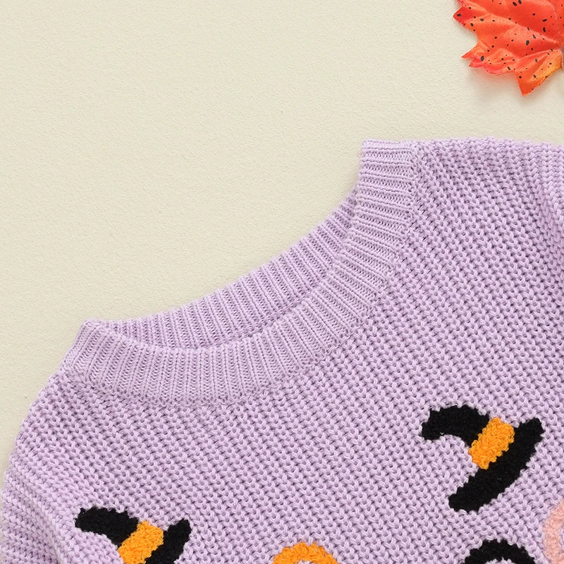 Boo Witches Hat Embroidered Jumper