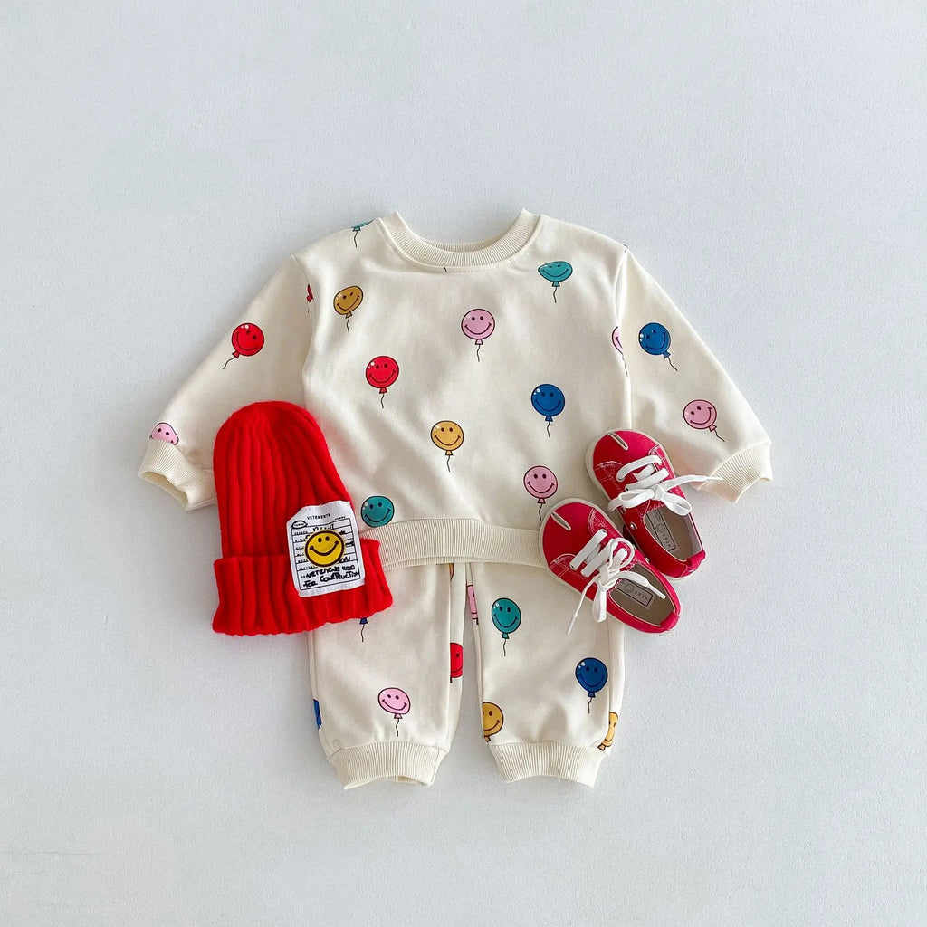 Smiley Balloon Print Tracksuit