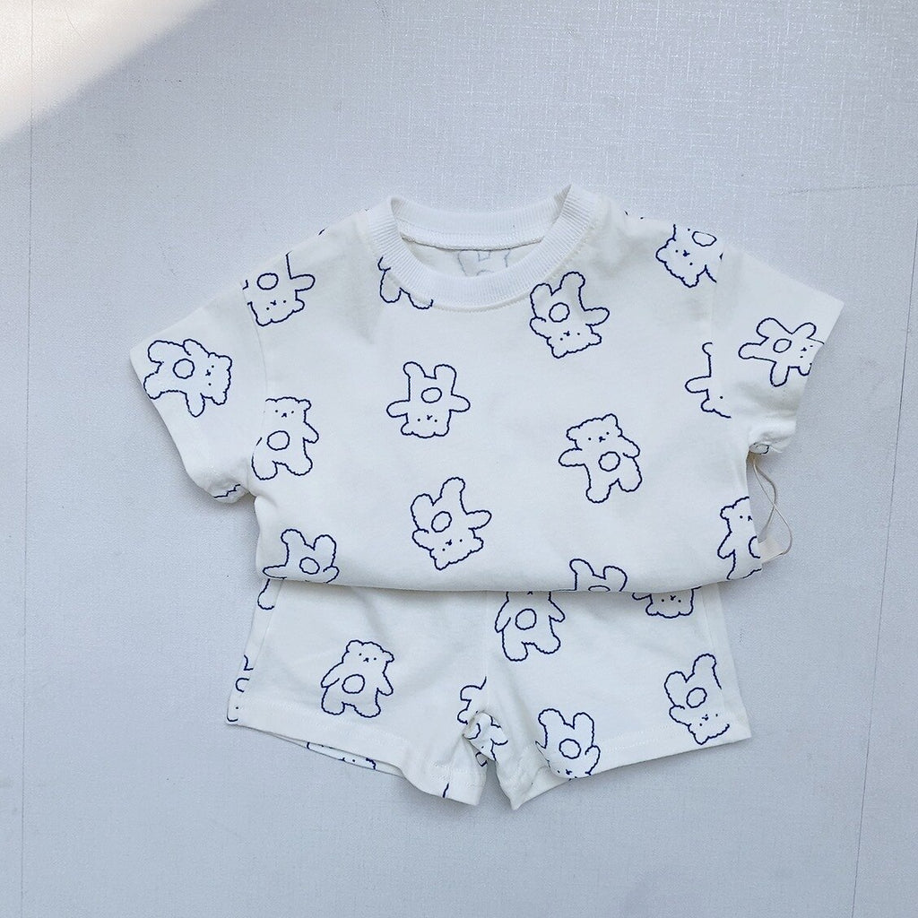 Cartoon Teddy Print Set