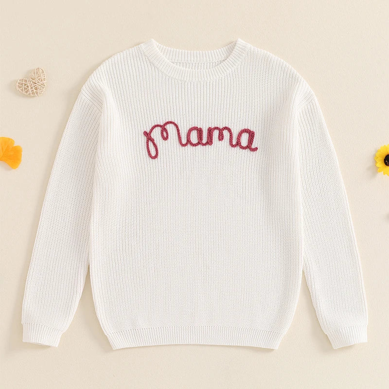 Mama and Mini Embroidered Matching Cable Knit Jumpers