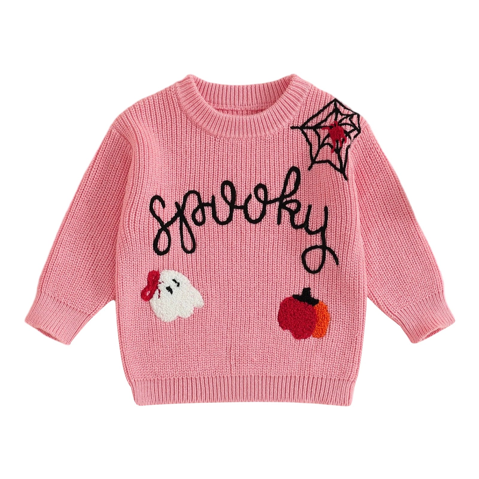 Spooky Embroidered Halloween Knit Pullover