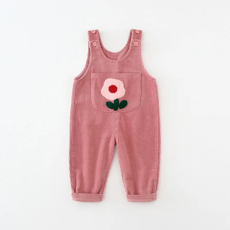 Tulip Embroidery Corduroy Dungarees