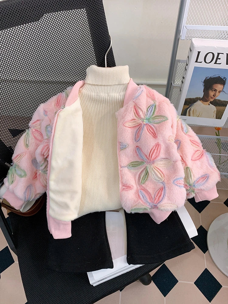 Plush Flower Sequin Jacket